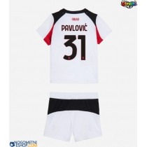 Otroški Nogometni dresi AC Milan Strahinja Pavlovic #31 Gostujoči 2025-26 Kratek Rokav (+ Kratke hlače)